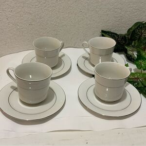 COPY - Set of 4 Royal Majestic platIna  Cup and Saucer Sets 8446 white B7